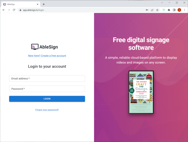 digital signage app login