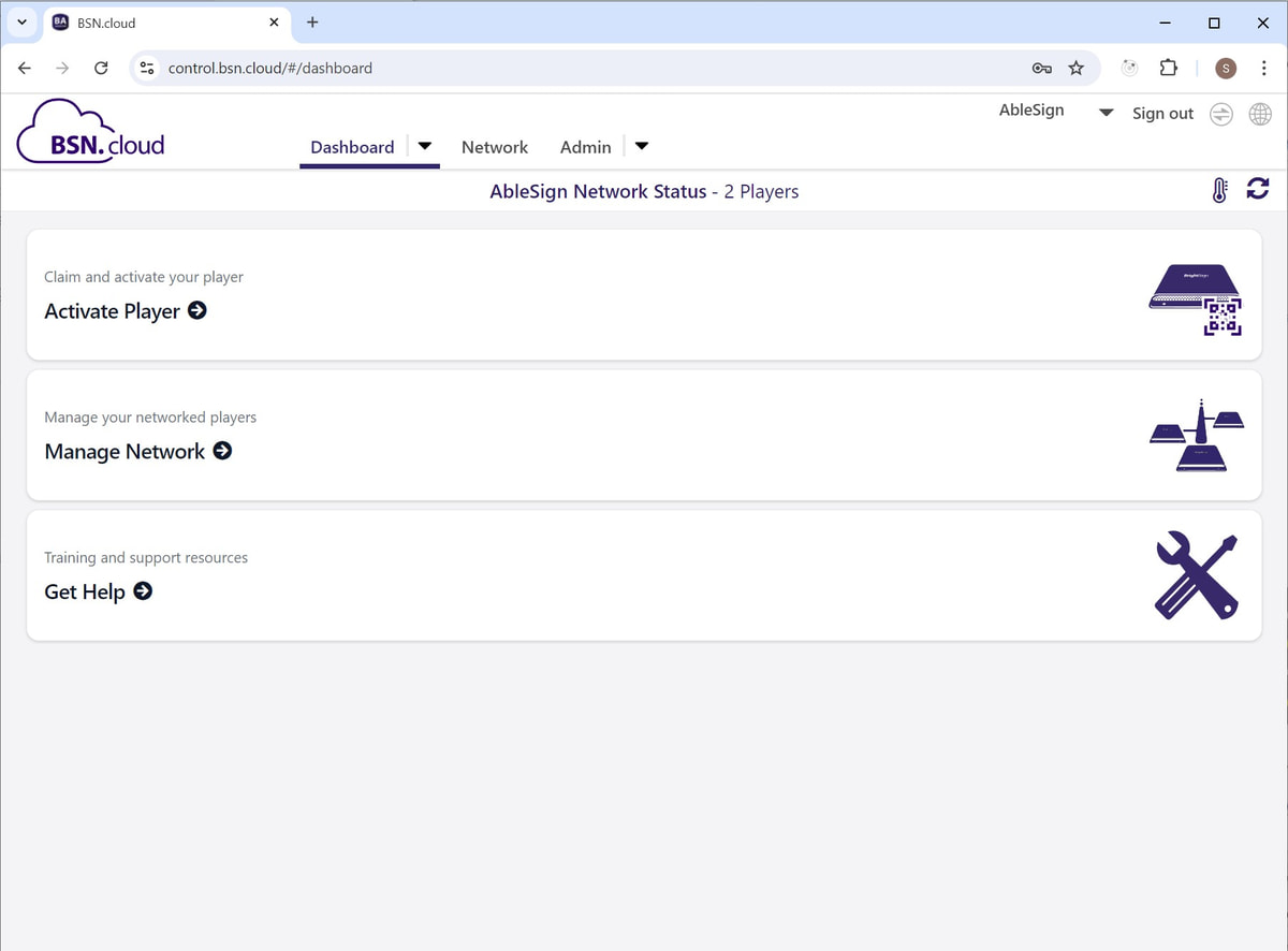 brightsign control cloud dashboard