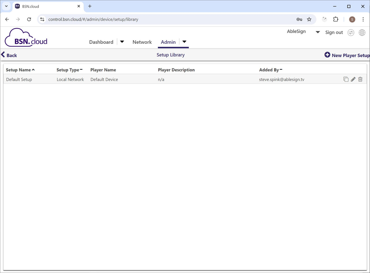 brightsign control cloud setup library