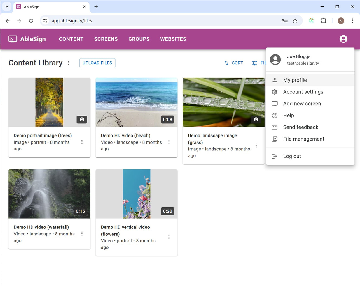 2fa digital signage menu