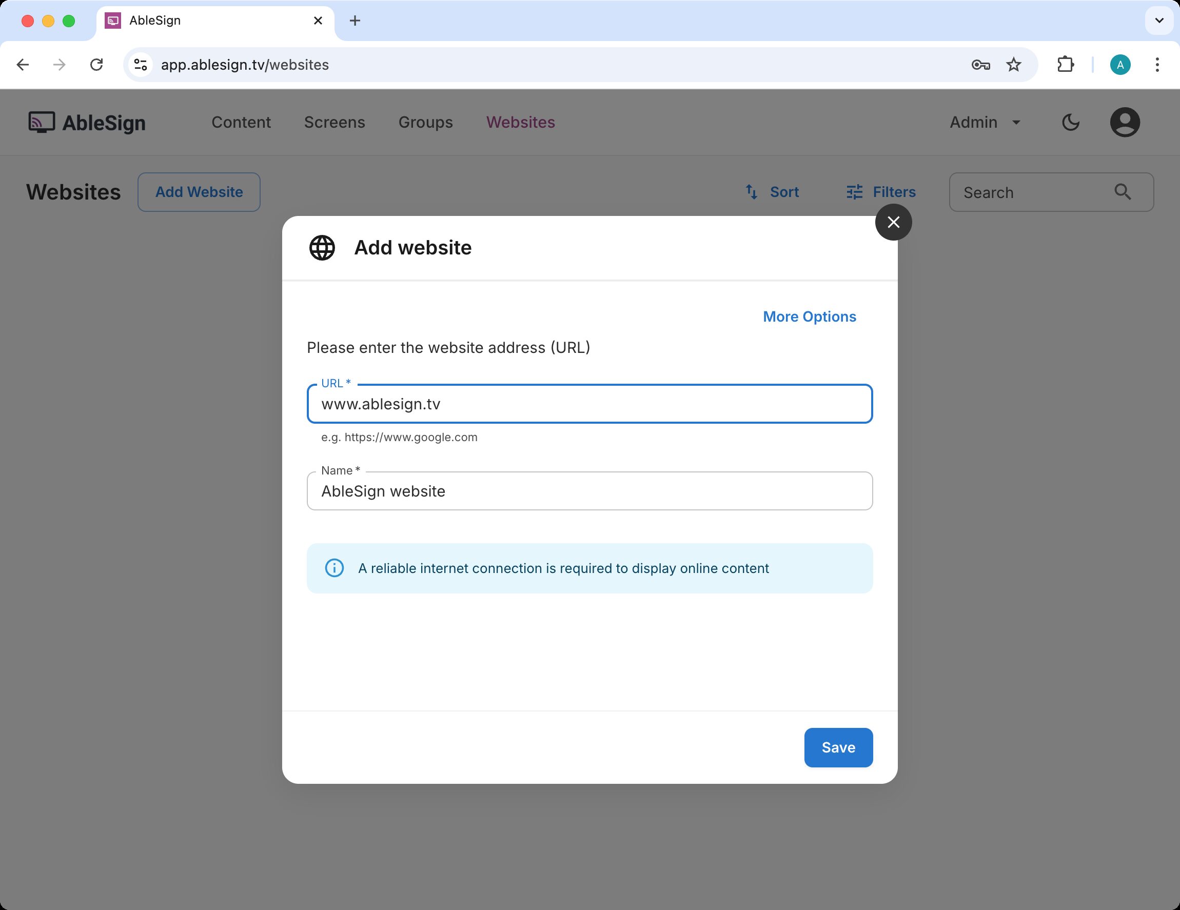 add the ablesign website