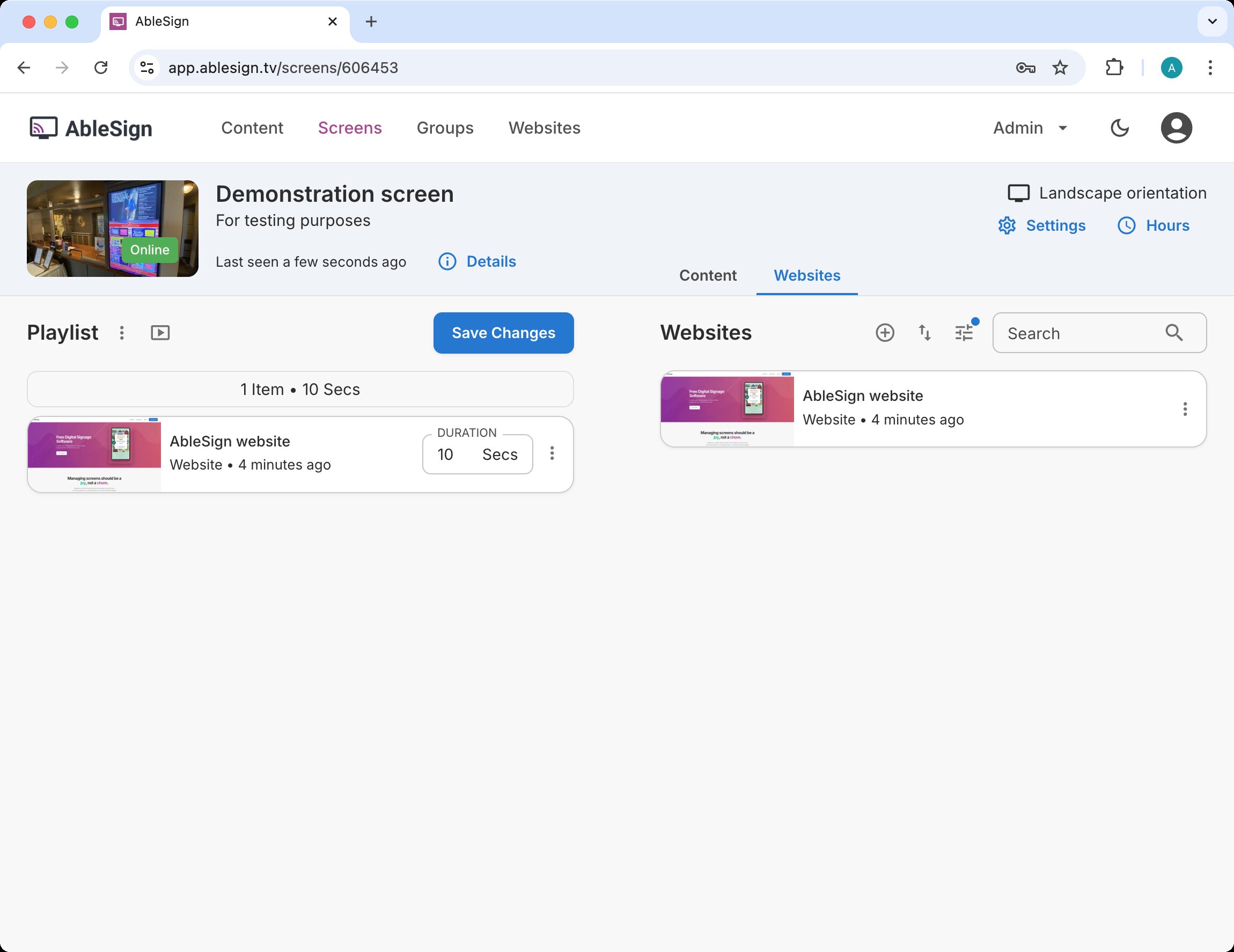 add website and save changes