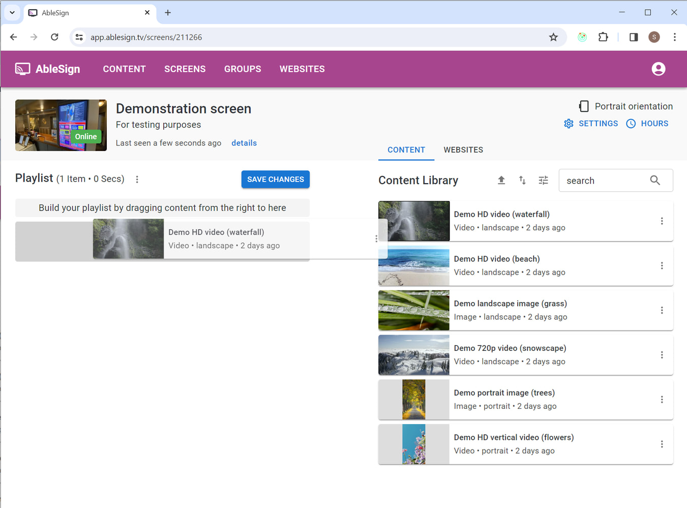 digital signage drag and drop