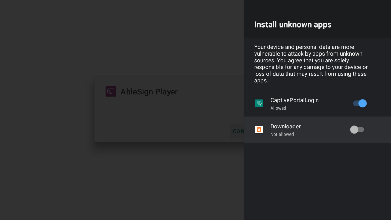 How to manually install the AbleSign app on an AndroidTV