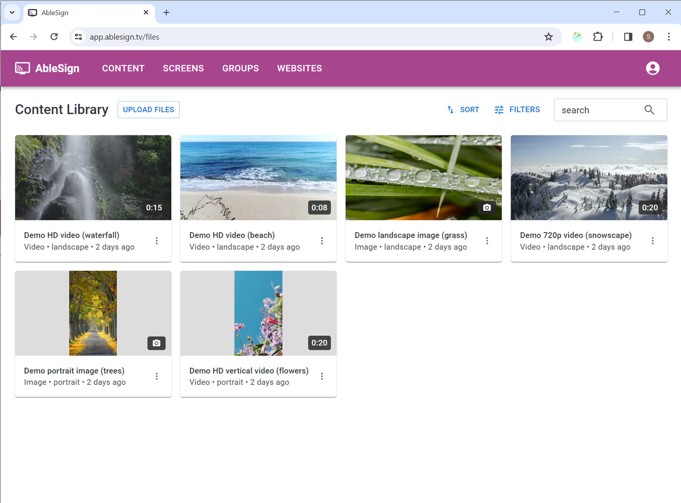 digital signage content