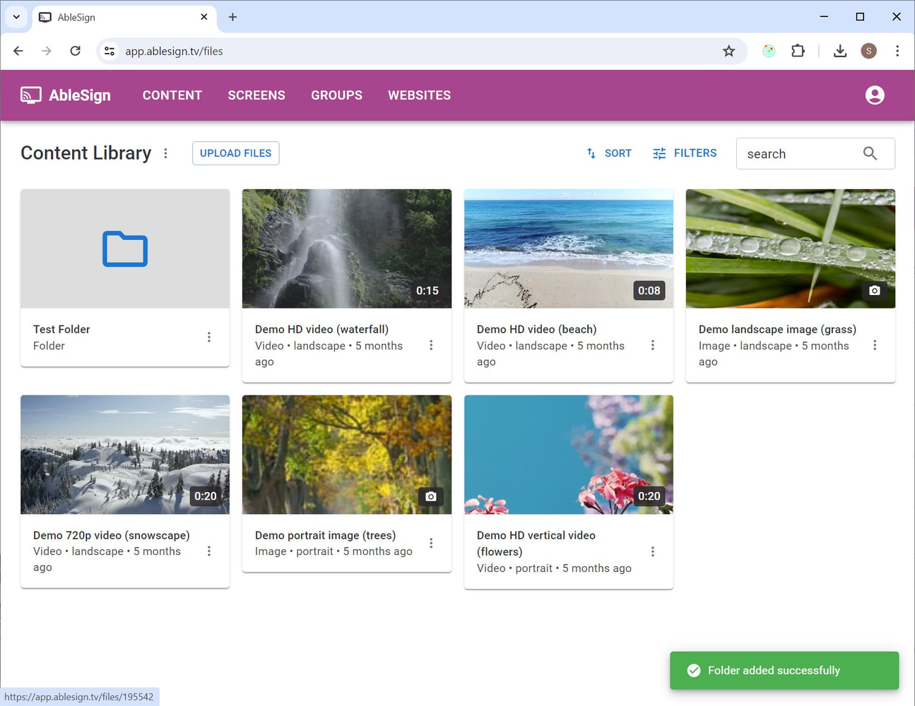 digital signage folder added