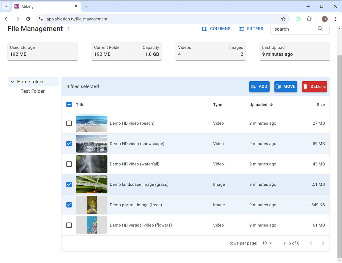 digital signage move files