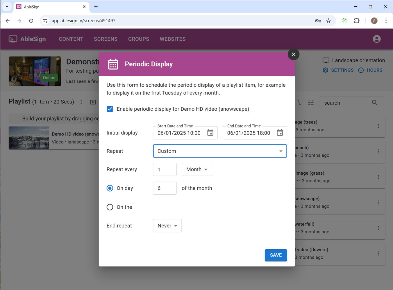 digital signage repeat