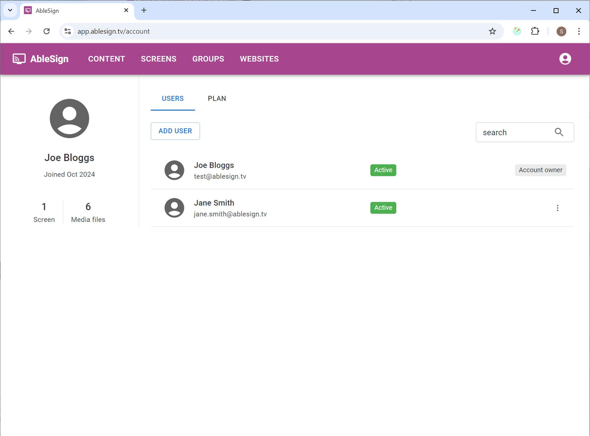 digital signage user list full