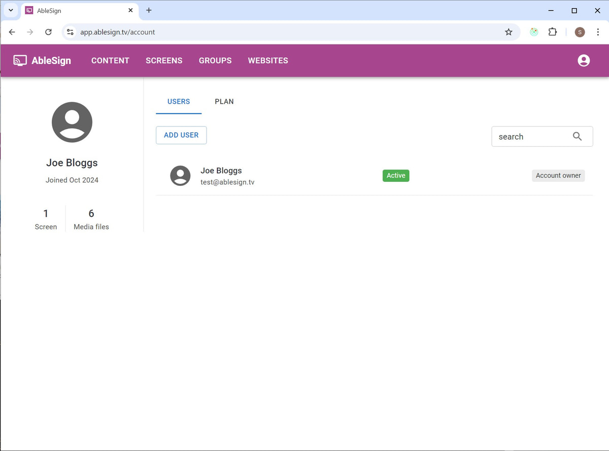 digital signage users page