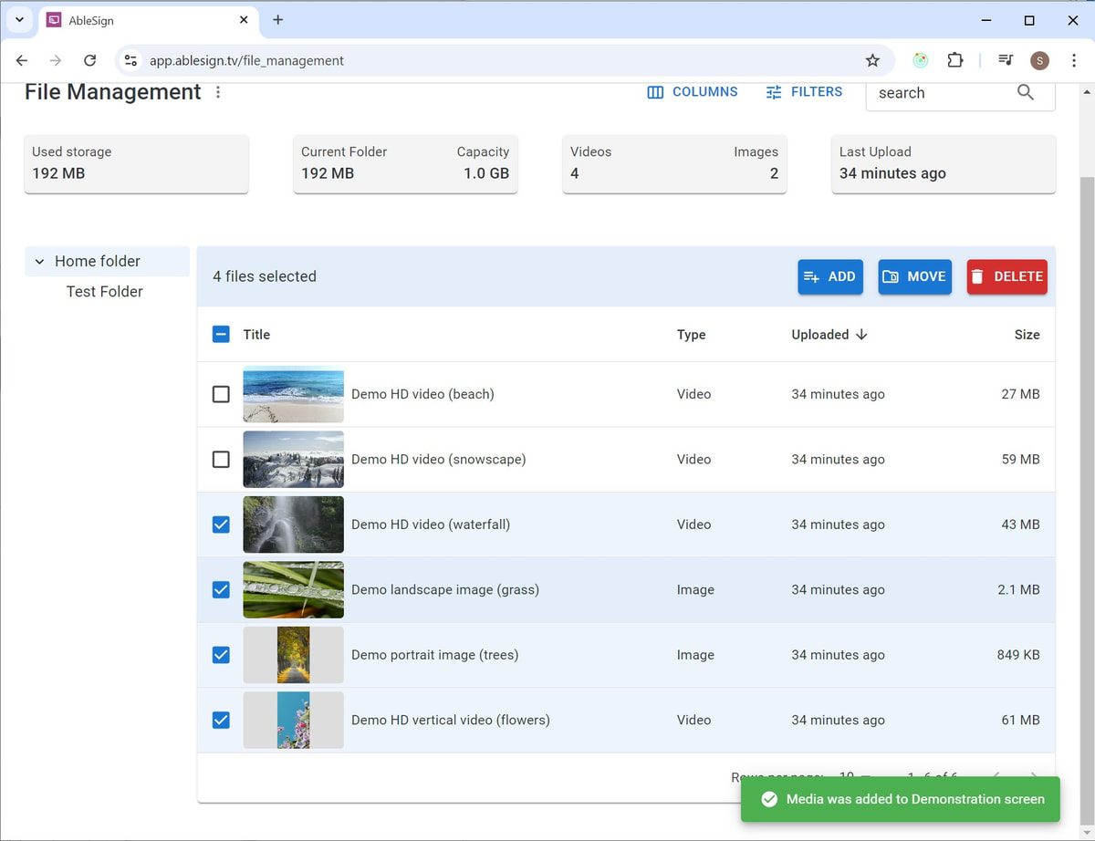 files added to screen