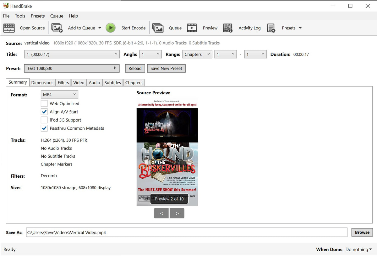 handbrake file dropped