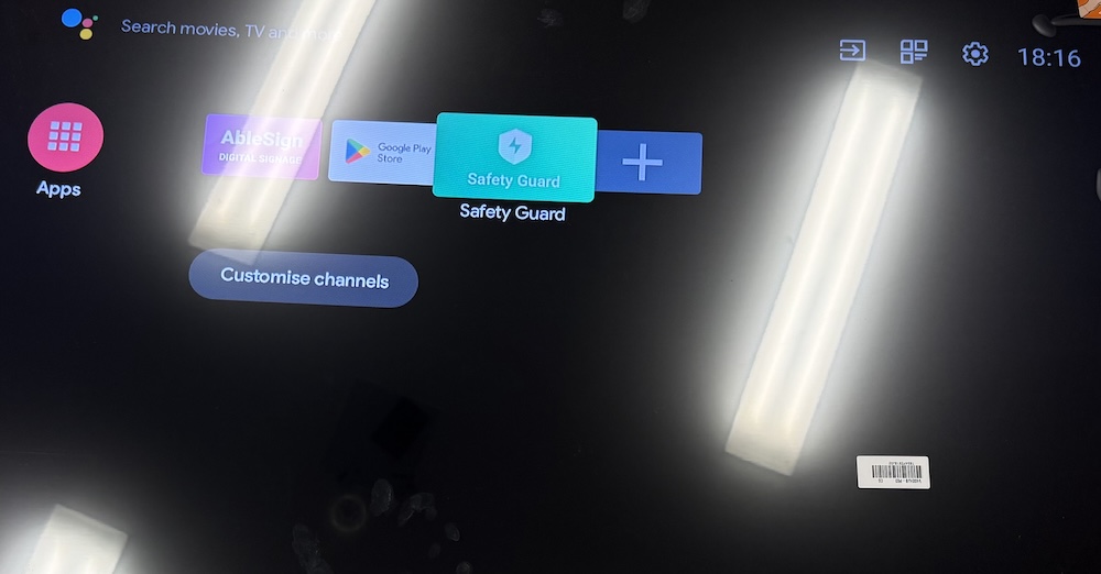 TCL safety guard home screen