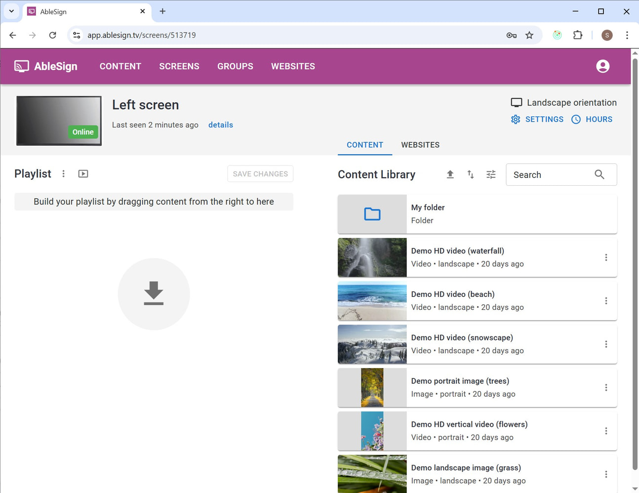 left sync screen settings