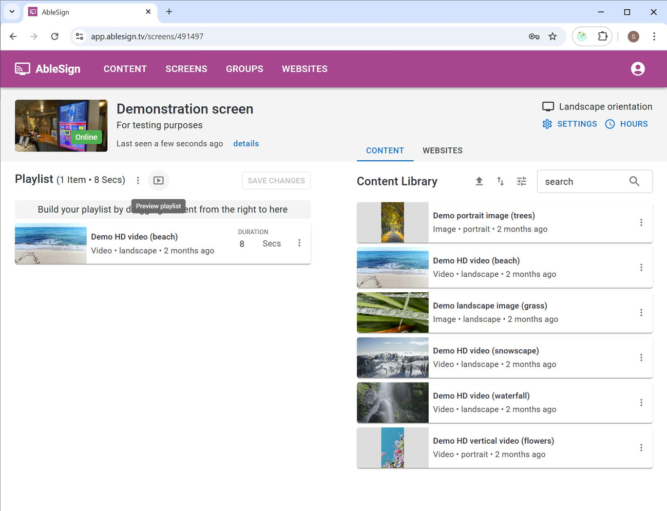 manage screen button highlighted