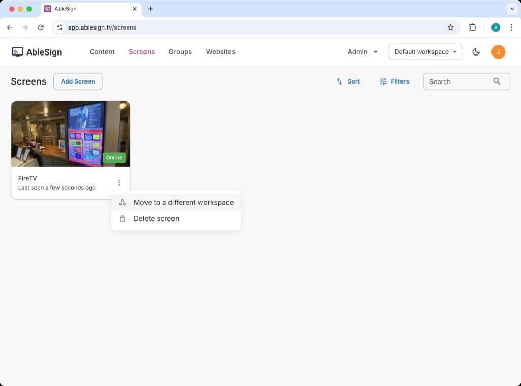 move screen to a different workspace
