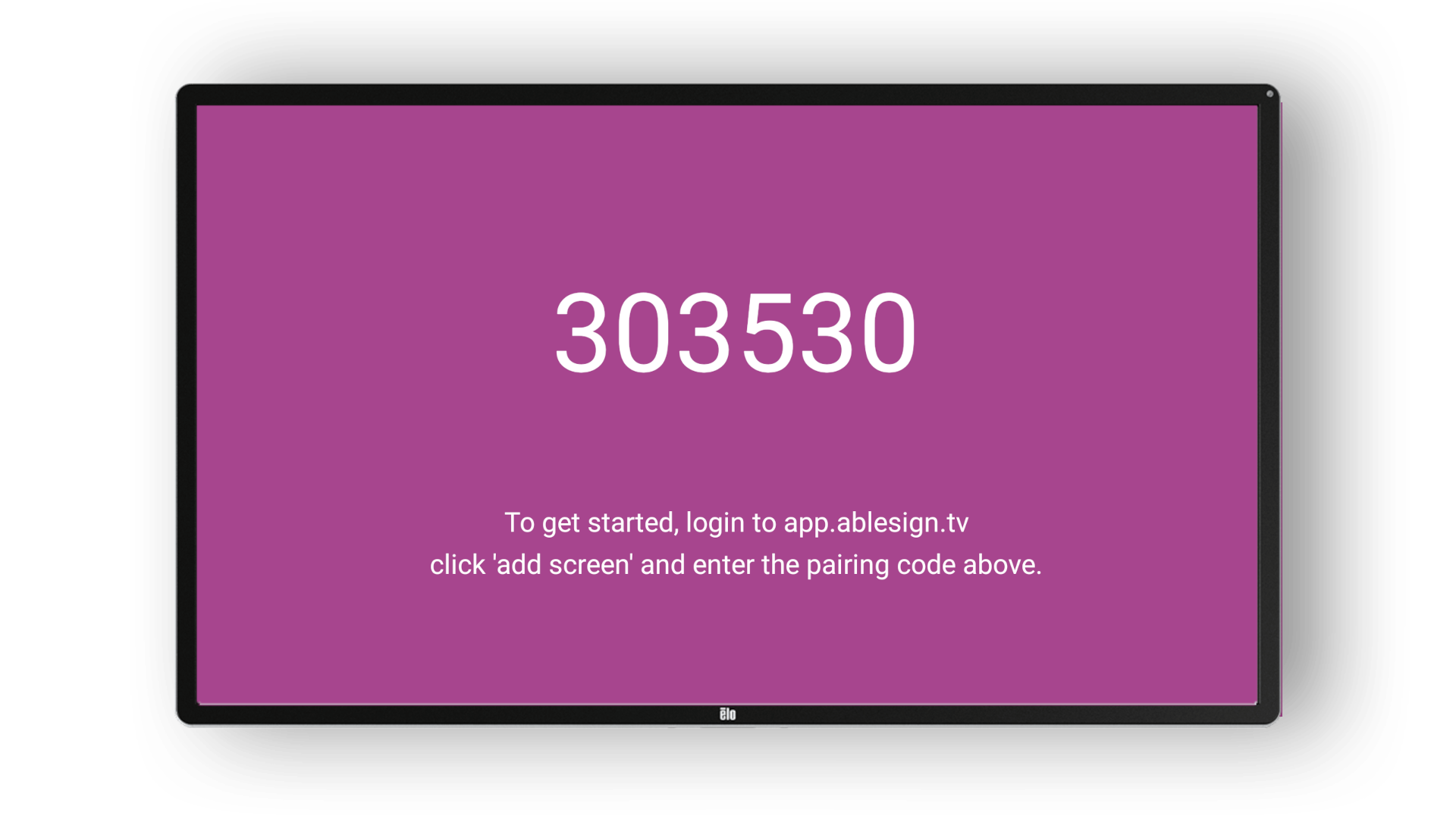 AbleSign pairing code on screen