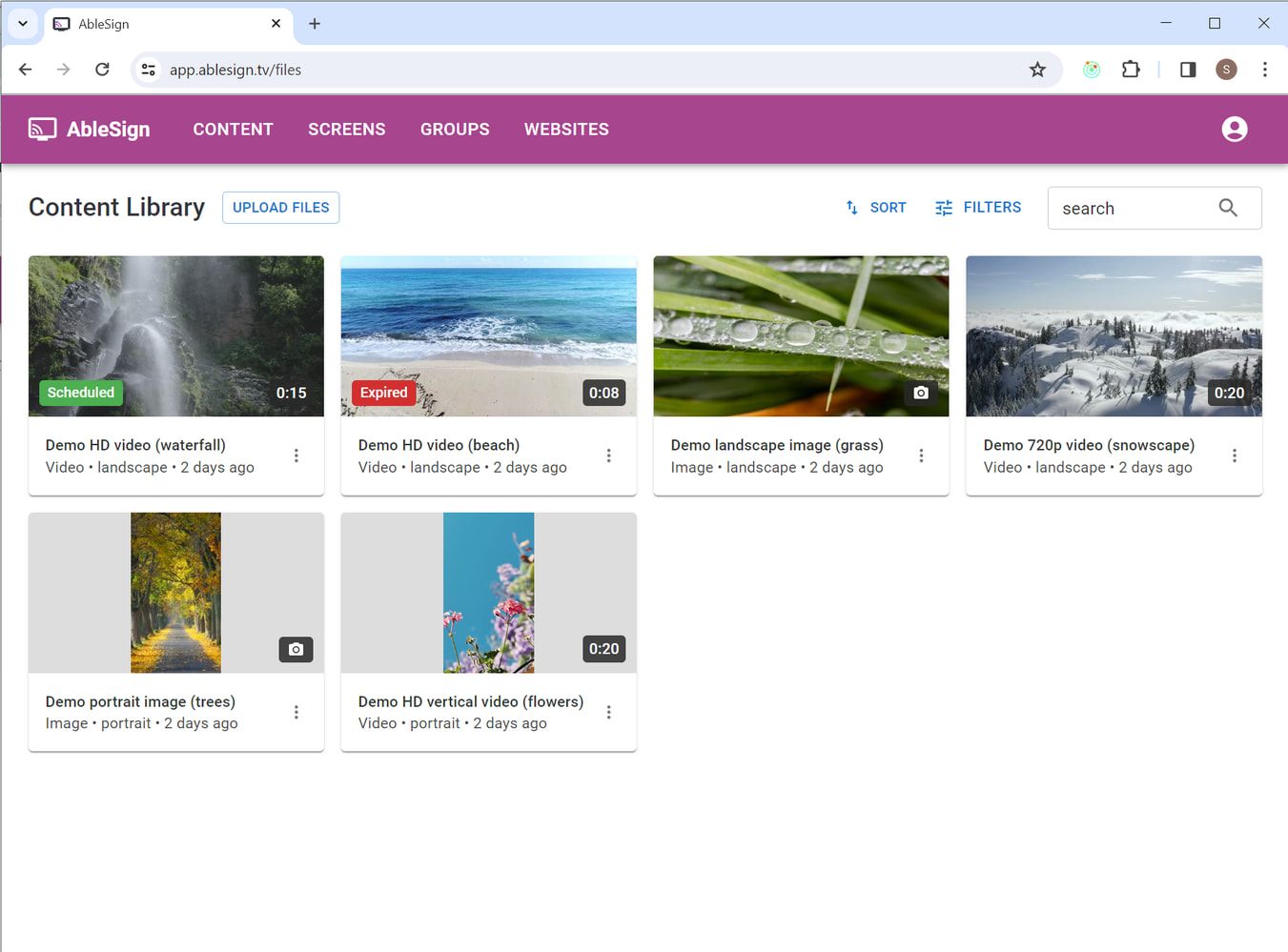 scheduled digital signage content