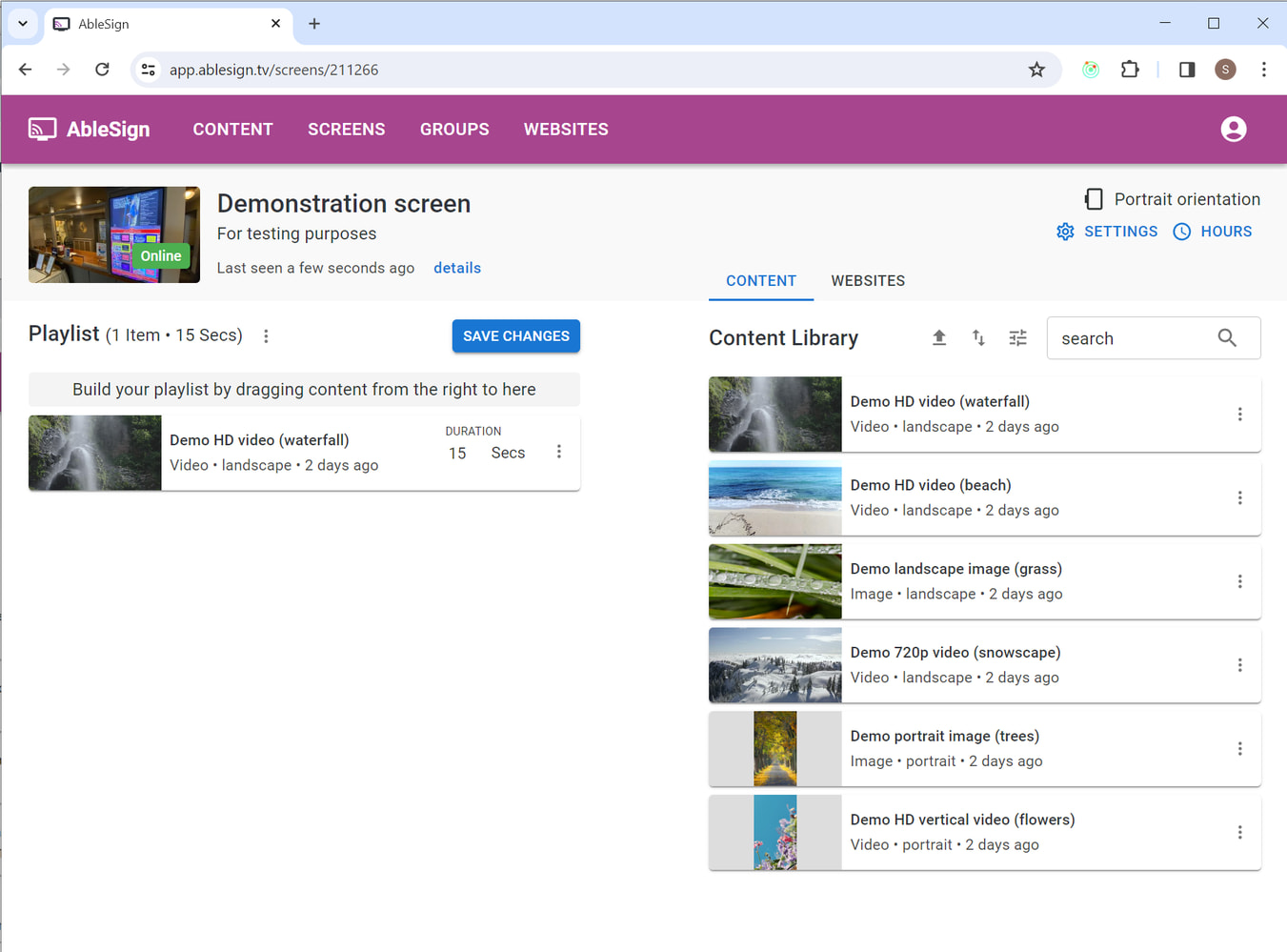 drag and drop screen