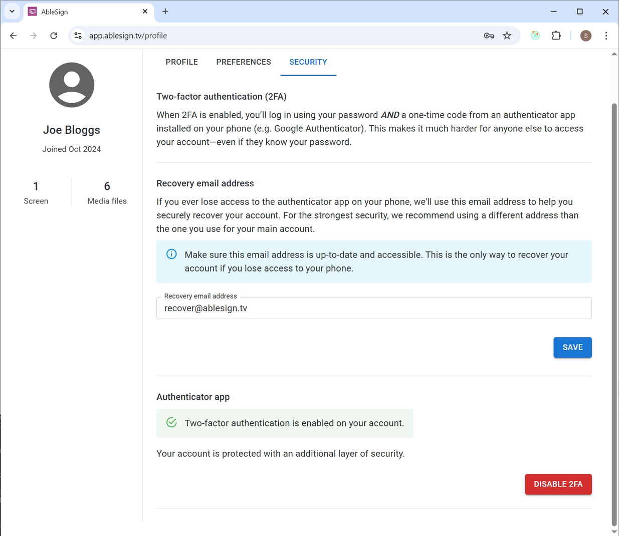two factor auth digital signage complete