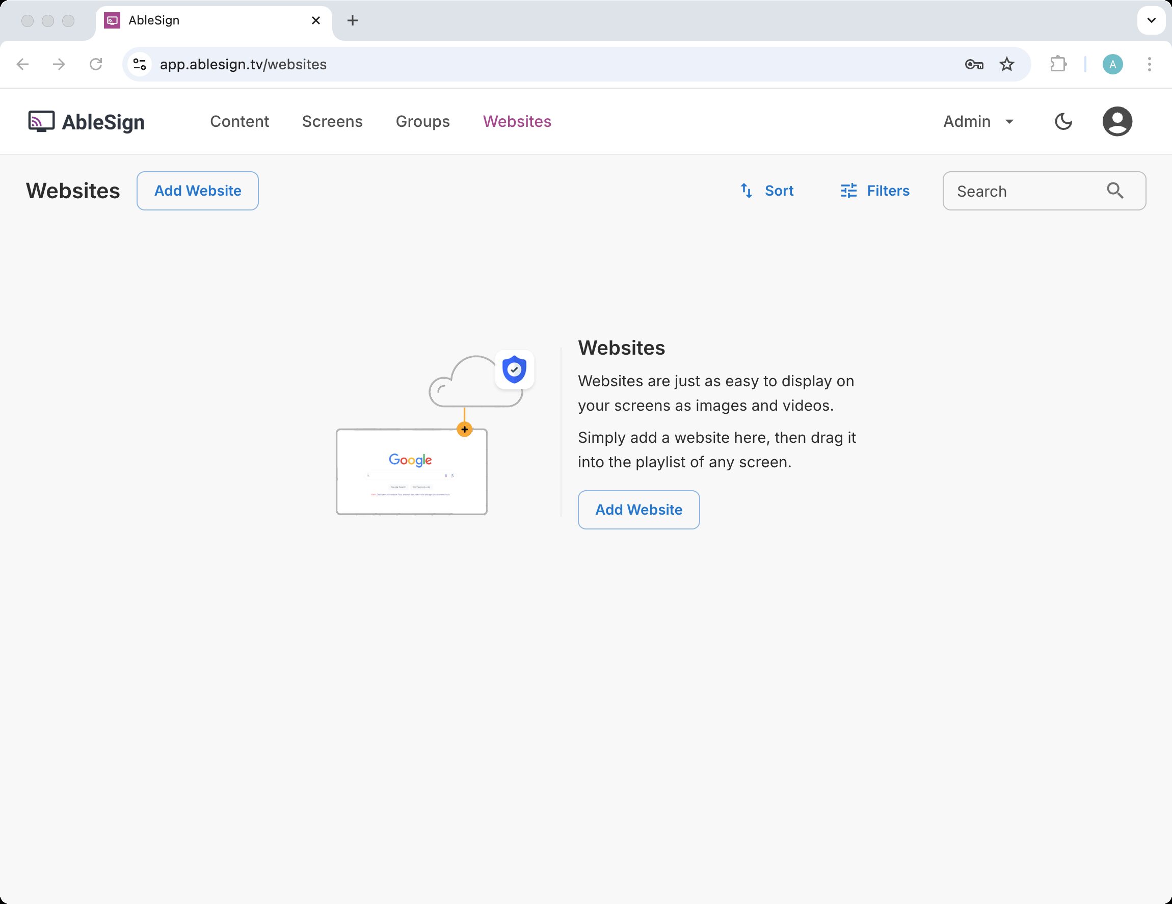 websites in digital signage